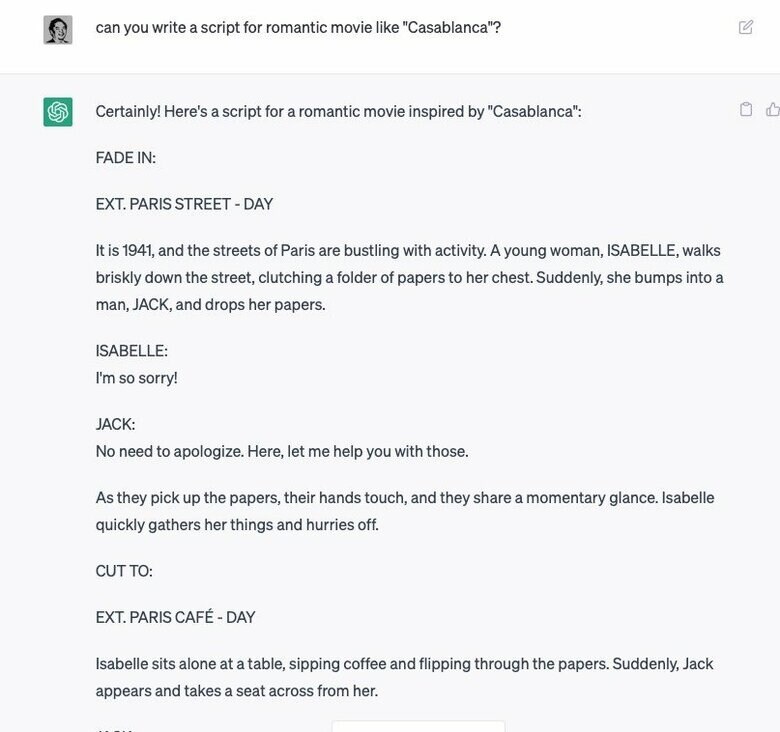チャットGPTが出力した脚本