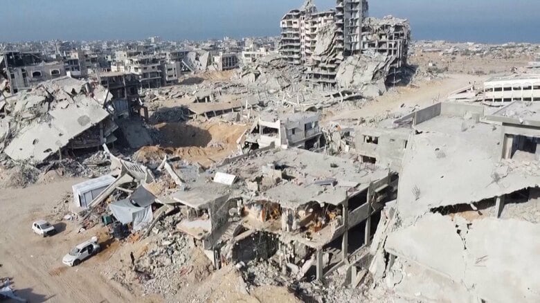 激しい攻撃を受け廃墟となったガザ地区