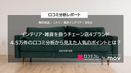 【インテリア・雑貨を扱うチェーン店4ブランドの口コミを大調査！】4.5万件の口コミ分析から見えた人気のポイントとは？