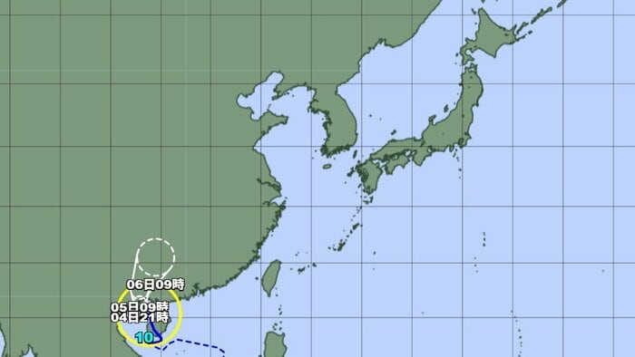 台風10号の進路予想図　気象庁HPより