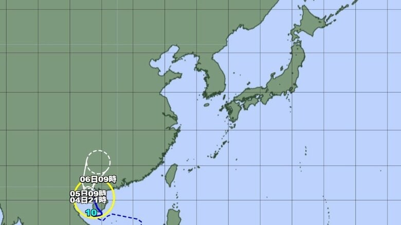 台風10号の進路予想図　気象庁HPより