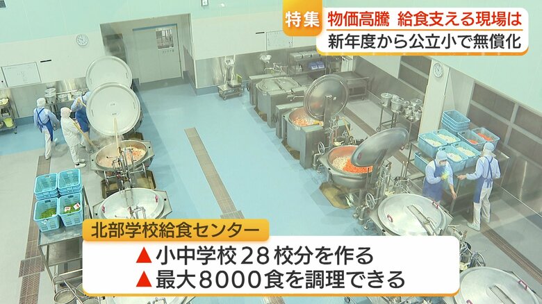 給食センターで大規模な調理