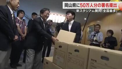 全国最多の賛同数に　ファジアーノ「新スタジアム」整備求める署名約５０万人分を伊原木知事に提出【岡山】