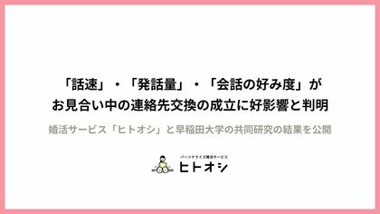 「話速」・「発話量」・「会話の好み度」がお見合い中の連絡先交換の成立に好影響!ヒトオシと早稲田大学の共同研究の結果を公開