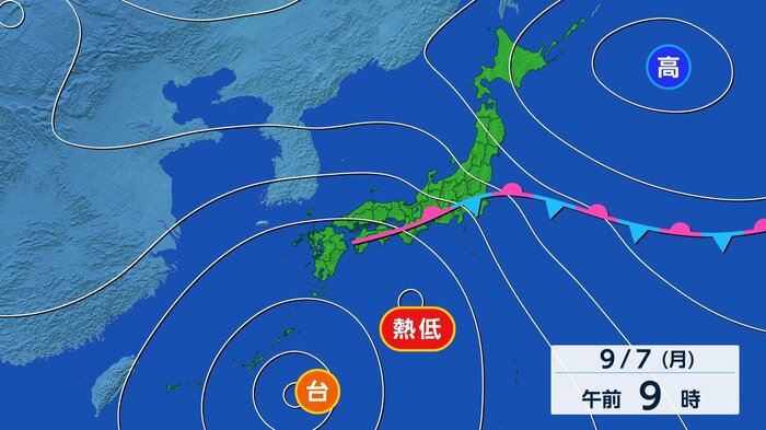 台風24号の東を熱帯低気圧がスルスルッと北上