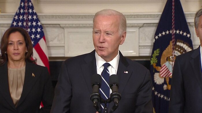 ハマスの攻撃を「悪の所業」と強く非難したバイデン米大統領(10月10日)