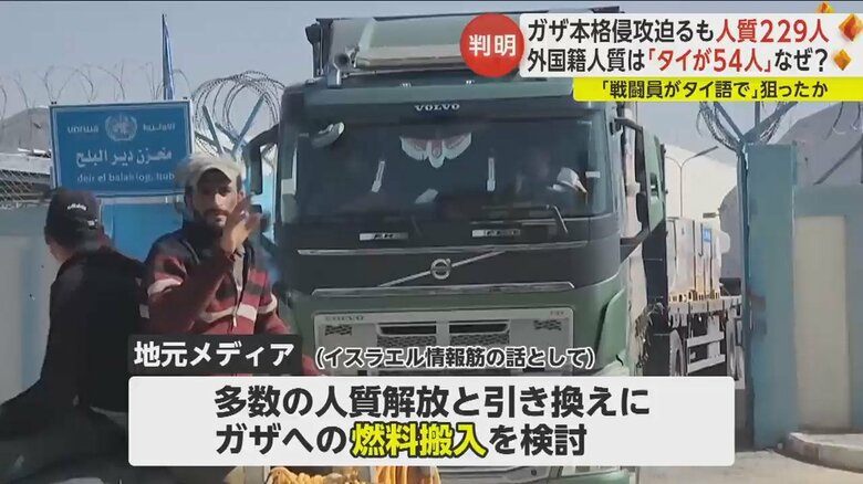 多数の人質解放と引き換えにガザへの燃料搬入を検討と現地メディア