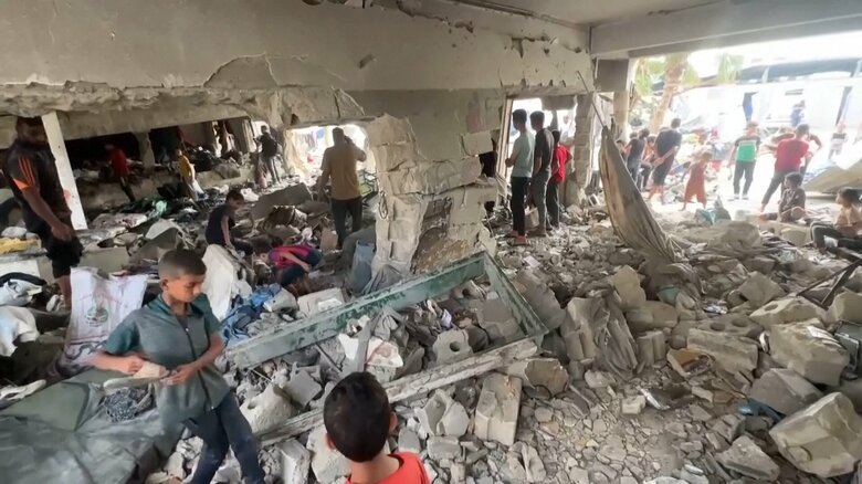 イスラエル軍の攻撃で破壊されるガザ地区（パレスチナ）