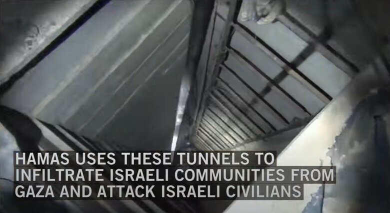 「ハマスはガザからトンネルを使ってイスラエルに侵入し市民を攻撃している」(イスラエル軍公式Youtubeより)