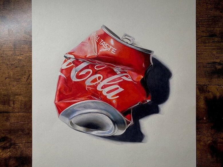 「コカ・コーラ」を色鉛筆で描いてみた