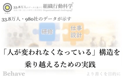 研修を増やしても人が育たないのはなぜか「人が変われる構造」を、仕事設計として再現する方法を公開（組織行動科学(R)）