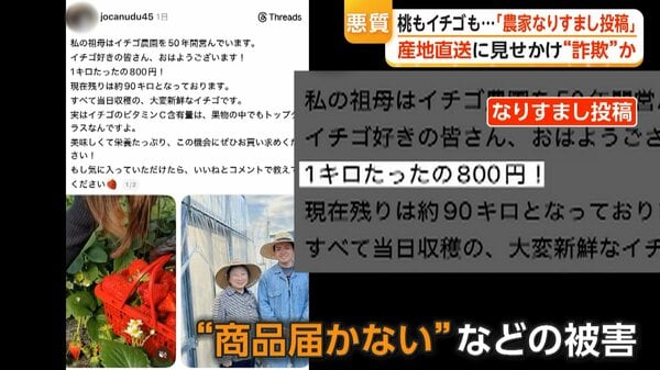 ⭐専用になります⭐ 農家なりすましSNS”に注意 「投稿にだまされた」本人に詐欺被害訴える