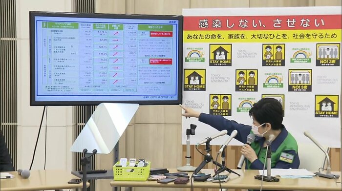 会見する小池都知事 7月21日