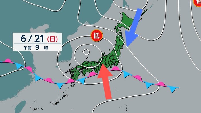天気図（19日午前の情報）