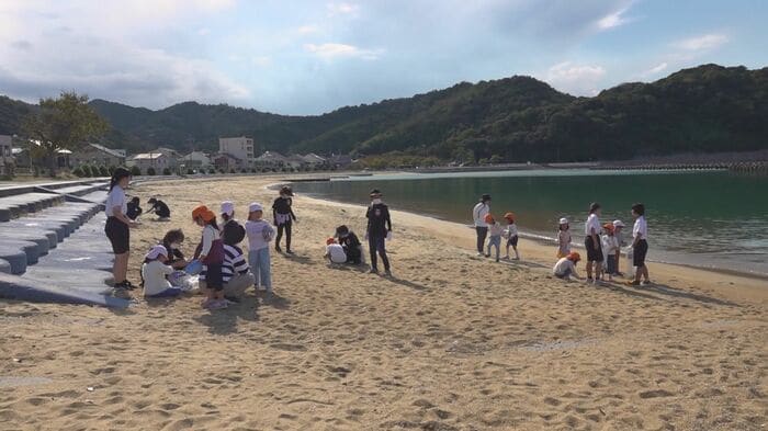 海岸で探究活動