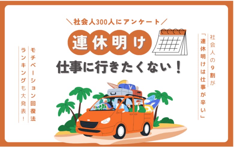 【社会人300人調査】連休明け、仕事を辞めたいと思う人は〇割!?