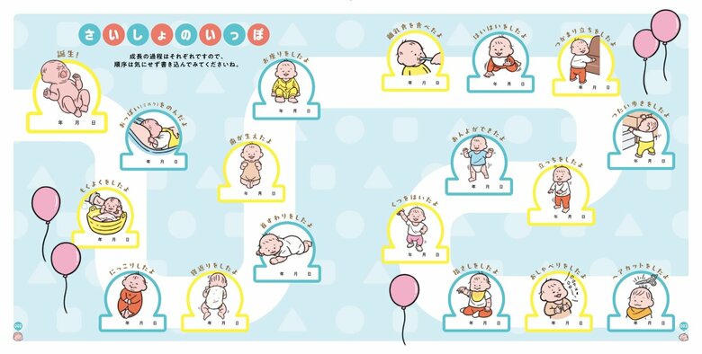 「さいしょのいっぽ」（『じんせいさいしょの育児日記』より）