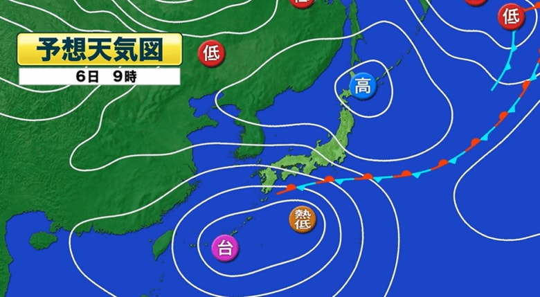 予想天気図　6日午前9時