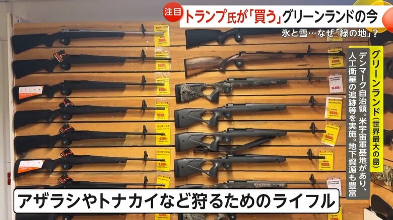 アザラシやトナカイなどを狩るためのライフルが売られていたショッピングセンター