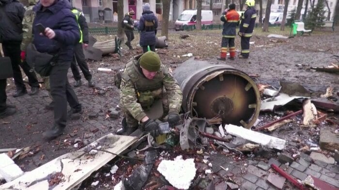 ウクライナ攻撃に使用された北朝鮮のKN-23短距離弾道ミサイルの残骸(2024年1月)