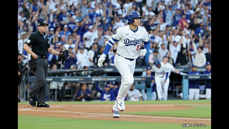 二刀流先発の大谷翔平が9試合ぶりポストシーズン3号ホームラン！ドジャース勝てば2年連続ワールドシリーズ進出｜FNNプライムオンライン