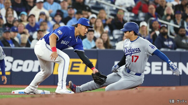 大谷翔平フェンス直撃タイムリー含む3度の出塁　イチローさん記録にあと1つ　山本由伸2勝目　岡本和真は山本から二塁打｜FNNプライムオンライン