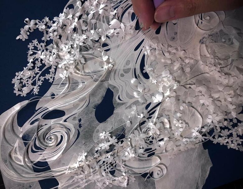 作品名：流水と夜桜