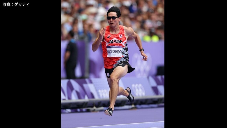 陸上男子100メートル予選　東田旺洋の様子