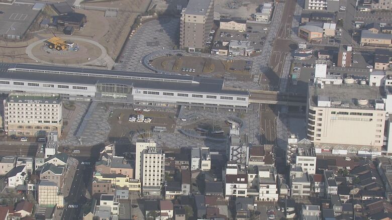 空から見たJR小松駅
