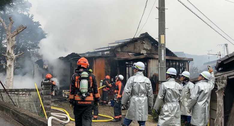 【続報】倉敷市林で建物火災「建物が燃えており、黒い煙が出ている」と通報　消防車など７台出動【岡山】｜FNNプライムオンライン