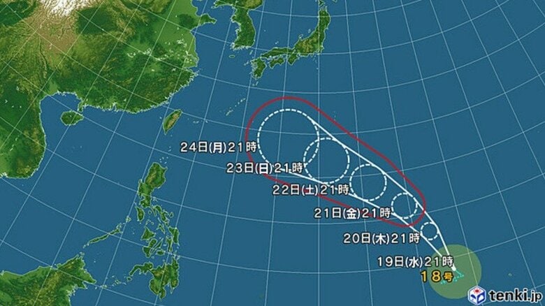 【台風情報】台風18号の進路予想は　23日（日）午後9時には非常に強い勢力で小笠原近海に達する予報｜FNNプライムオンライン