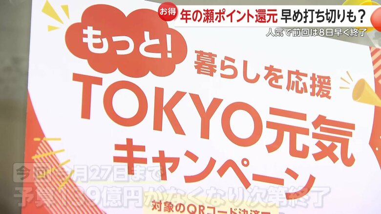 「早めにやんないと！」東京都の“ポイント還元”12月11日からスタート　予算額139億円なくなり次第終了…葛飾区は“独自キャンペーン”で最大5万2000円分お得に｜FNNプライムオンライン