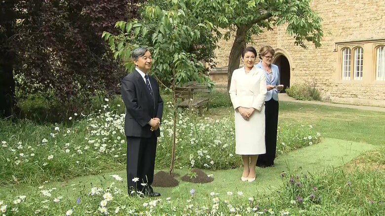 キャンパスの一角に訪問を記念して桜の木を植えらえた