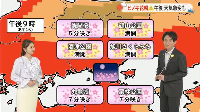 【光岡気象予報士のお天気解説】４月２日（木）のポイント「花粉・天気急変に注意」【岡山・香川】
