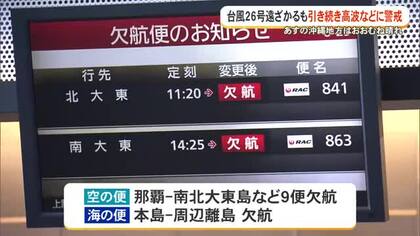 【台風26号】大東島地方から遠ざかる　引き続き高波・強風に警戒を