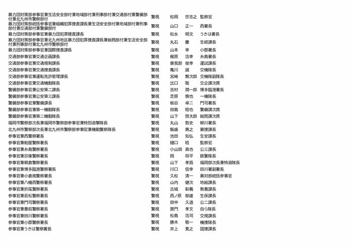 福岡県警　人事異動（3/23）