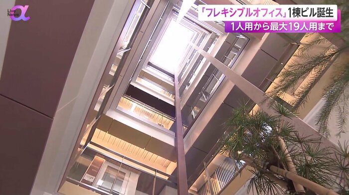 建物の中心に開放的な吹き抜け