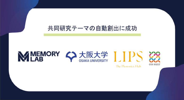 大阪大学 LIPS 拠点と MEMORY LAB が大学の研究成果利活用のための取り組みを実施し、実証実験に成功