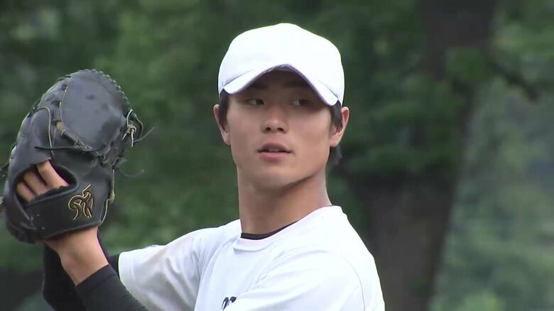 エースナンバーを背負う山田旺輝投手（3年）