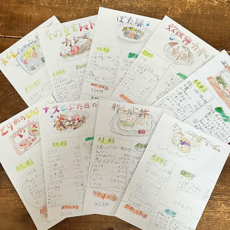 ずらりと並ぶオリジナルのレシピカード