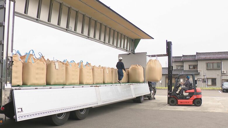 備蓄米の精米・袋詰め作業