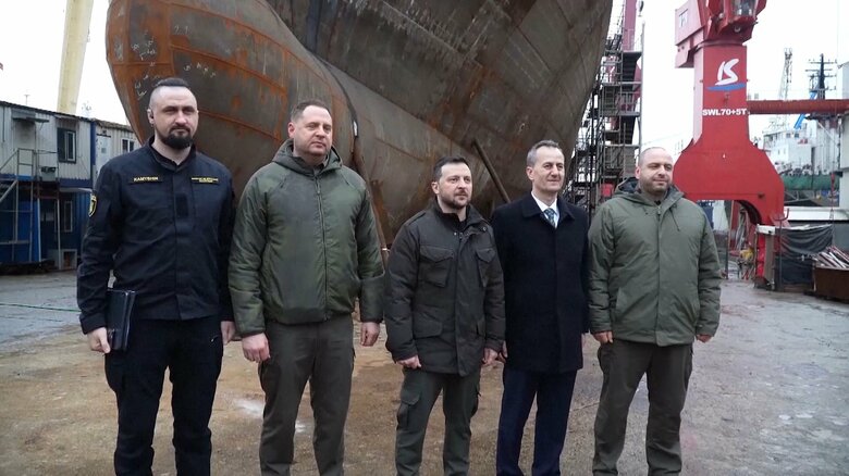 トルコで建造中のウクライナ海軍2隻目のコルベット「ヘトマン・イヴァン・ヴィホウシキー」（3月8日）
