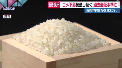 コメ価格の“先行き”指数「過去最低」の水準に並ぶ　今後も価格下落基調が続く見通し　民間在庫223万トン