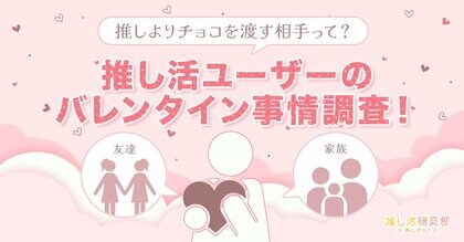 【推し活ユーザーのバレンタイン事情】チョコを渡す人1位「友達」53.1%、2位「推し」が52.7%と僅差! 推しへのチョコは「ぬいやアクスタに供える」が最多に