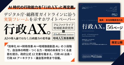 AI時代の行政能力を「行政AX」と再定義。デジタル庁・総務省ガイドラインに沿う実装フレームを示すホワイトペーパー『行政AX─AIの導入論ではなく、行政能力の変革論』を自治体首長・幹部・議員に限定公開