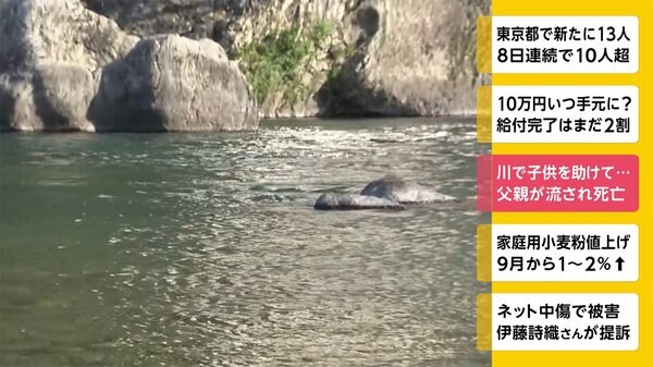 長良川で子どもを助けて...　父親が流され死亡