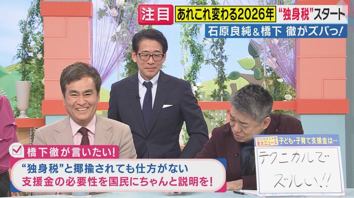 石原良純さん、橋下徹さん（関西テレビ「旬感LIVE とれたてっ！」より）