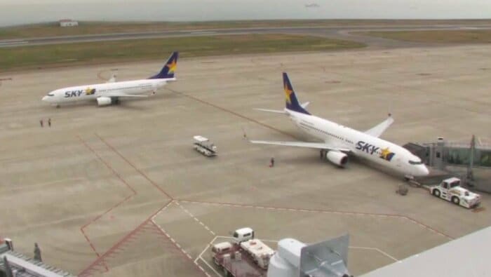 神戸空港のスカイマーク機(資料)