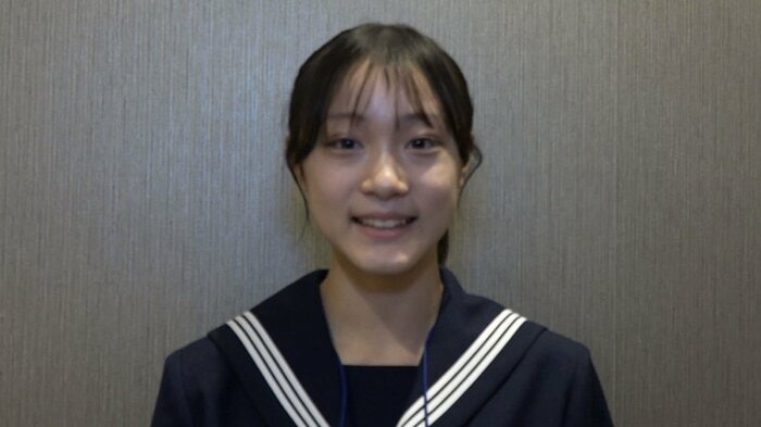 抽選会後、1番滑走の意気込みを語った森成美(全日本ノービス)