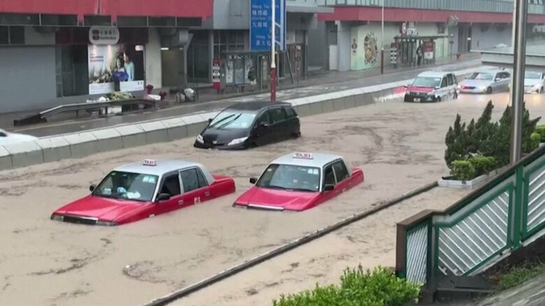 香港で観測史上最大の雨…1時間に158ミリ　これまでに100人以上が負傷｜FNNプライムオンライン